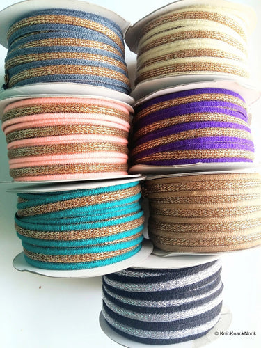 Purple And Gold Thread Lace Trim, Approx. 14mm wide - 200317L224